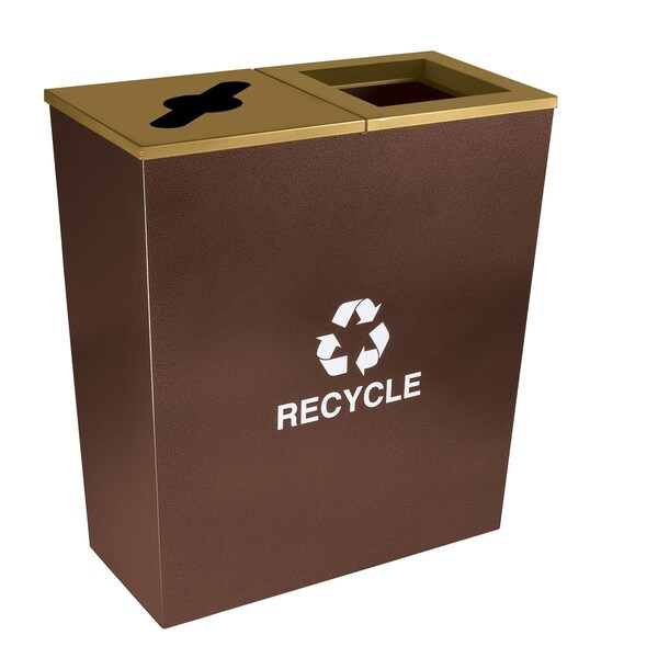 Ex-Cell Kaiser Ex-Cell RC-MTR-2 HCPR Metro Collection Recycling Receptacle Double Stream Steel 36 gal Brown RC-MTR-2 HCPR - main